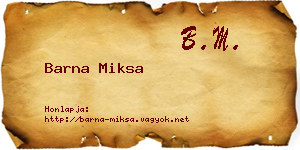 Barna Miksa névjegykártya